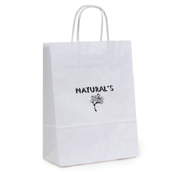 White Kraft Paper Shopping Bag 1C1S (8"x4.5"x10.75")