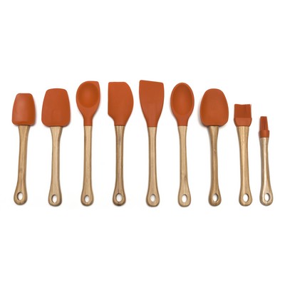 Silicone Orange Spoonula w/ Bamboo Handle