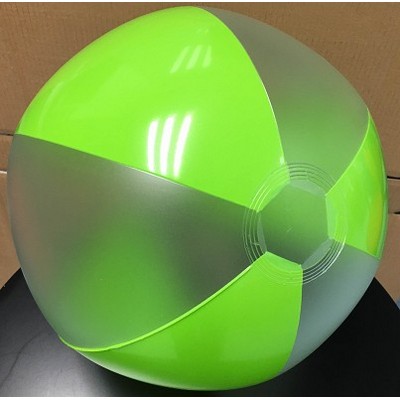 16" Inflatable Beach Ball w/ 3 Frosted Panels & 3 Lime Green Panels