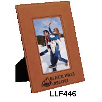 Custom Laser Engraved Leatherette Picture Frame-Rawhide/Engraves Black