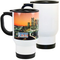 14 oz. White Stainless Steel Travel Mug