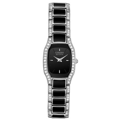 Citizen Ladies' Normandie Eco-Drive Watch, Stainless Steel with Black Inlay and Black Dial