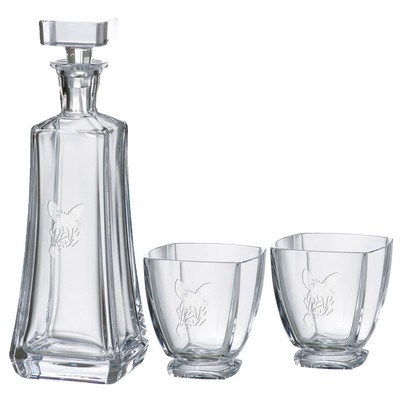 Arezzo Decanter (25 oz.) with Two Matching (10.75 oz.) Arezzo Rocks Glasses (3 Piece Set)