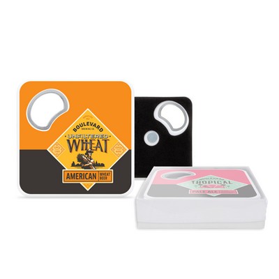 Magnetic Coaster w/Bottle Opener Set