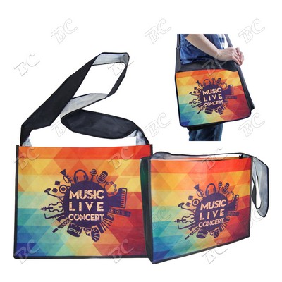 Fully Sublimated 16"x13" 100 GSM PE Non-Woven Messenger Bag