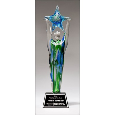 Star Achiever Art Glass 11 1/2"H