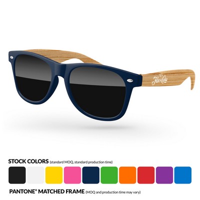 2-Tone Faux-Wood Retro Sunglasses