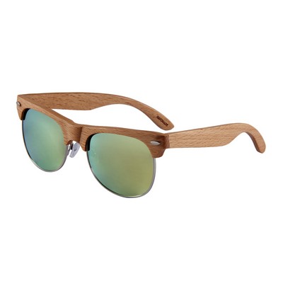 Cherry Wood Sunglasses - Yellow Mirror Polarized Lenses - Cherry Wood Frames