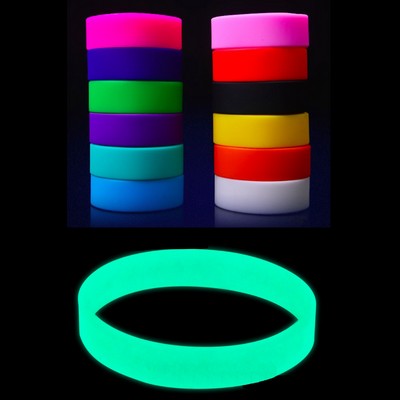 De-bossed Glow-in-dark Silicone Wristband with color