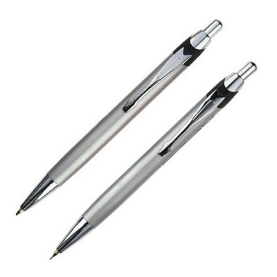 City Ballpoint & Pencil Set - Silver