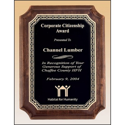 Airflyte® Walnut Piano-Finish Plaque w/Notched Corners & Florentine Border (9"x 12")