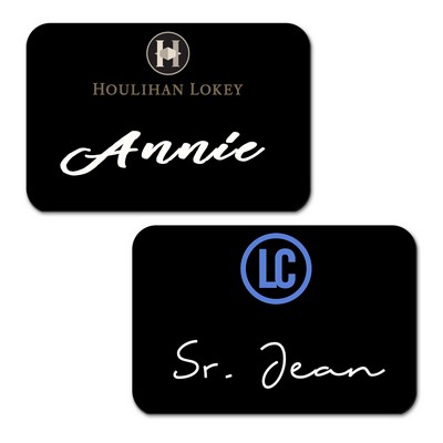 Plastic Black Reusable Name Badge up to 9 sq. in.