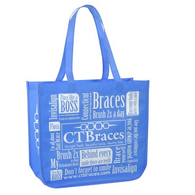 Custom Full-Color Laminated Non-Woven Round Cornered Promotional Tote Bag 16"x14"x6"