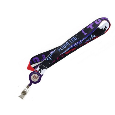 5/8" Sublimated Lanyard w/Sewn In Badge Reel Set