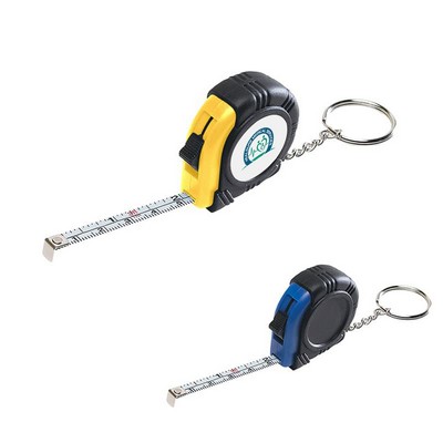 Rubber Tape Measure Key Tag With Laminated Label