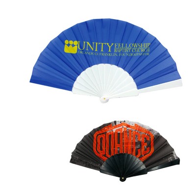 Custom Plastic Rib Cloth Folding Hand Fan