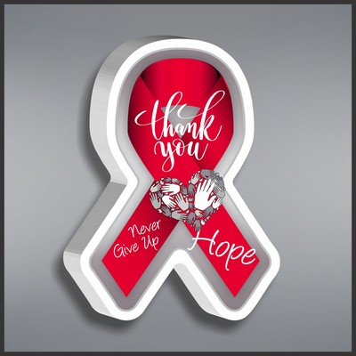 Red Awareness Ribbon Paperweight in White Acrylic