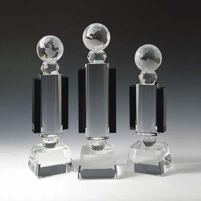 World Globe Optical Crystal Award/Trophy 12.5"H