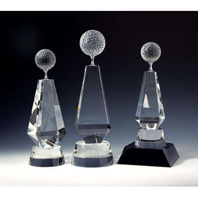 Golf Tower Optical Crystal Award/Trophy 11"H