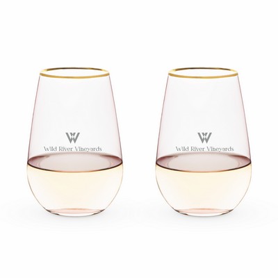 Rose Crystal Stemless Wine Glass Set by Twine®