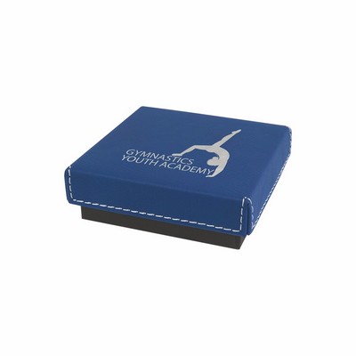 3 1/2" x 3 1/2" Blue/Silver Leatherette Medal Box