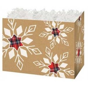 Small Plaid Snowflakes Theme Gift Basket Box