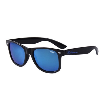 Sunglasses - Blue Mirror Lenses - Black Frames