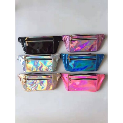 Neon Vinyl Holographic Fanny Pack Belt Waist Bum Bag Laser Travel Beach Purse