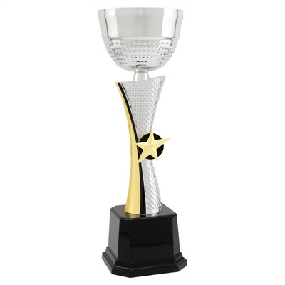 11 3/4" Silver/Gold Textured Completed Metal Cup Trophy