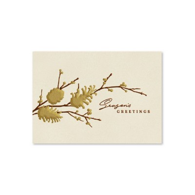 Gold Winter Greetings Holiday Card