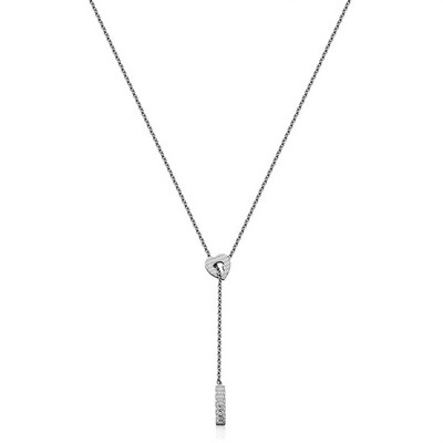 CJ Steelx Stainless Steel "Key to my Heart" Lariat Necklace with Crystals