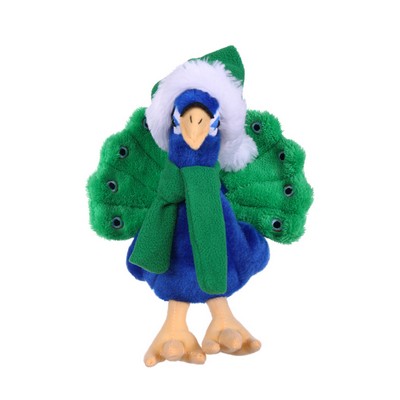 soft plush Peacock with Christmas scarf &hat