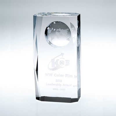 Beveled Globe Column Medium Optic Crystal Award