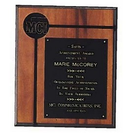 Airflyte® Furniture Finish American Walnut Perpetual Plaque w/2.5" Brass Disc (12"x 14")