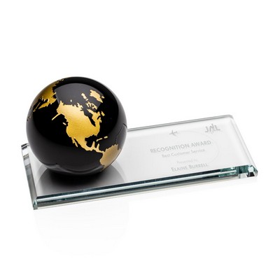 Fairfield Globe Award - Starfire/Black/Gold 3" Diam