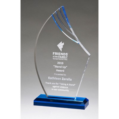 Flame Series Clear Acrylic Award with Blue Accents (4.25"x7.75"x1.1")