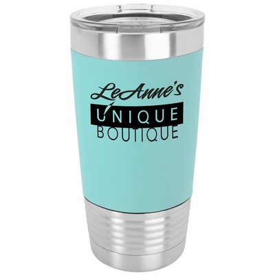 20 Oz. Teal/Black Polar Camel Tumbler with Silicone Grip and Clear Lid