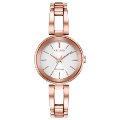 Citizen Ladies' Axiom Eco-Drive Pink Gold-Tone Watch w/Silver Dial