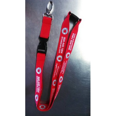 3/4" Silk Screened Flat Lanyard W/ Detected Buckle