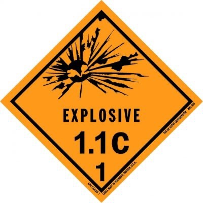 Explosive, 1.1C HazMat Vinyl Labels - 4" x 4"