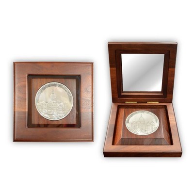 Solid Walnut Coin Box WITH GLASS -3" COIN