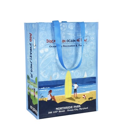 Custom Full-Color Laminated Woven Promotional Tote Bag 11.5"x16"x7"