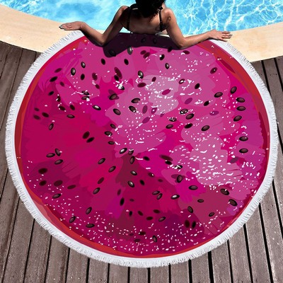 Large Round Microfiber Beach Towel Blanket Soft Absorbent Fast Dry Sand Free Picnic Yoga Mat