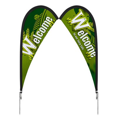 8' Premium Teardrop Flag Pole Kit + Single Sided Graphic + Ground Stake