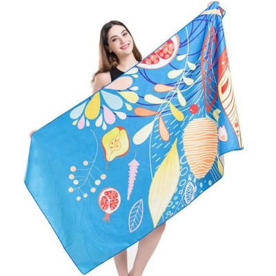 25"x 50" Sublimated Microfiber Sand Proof Beach Towel