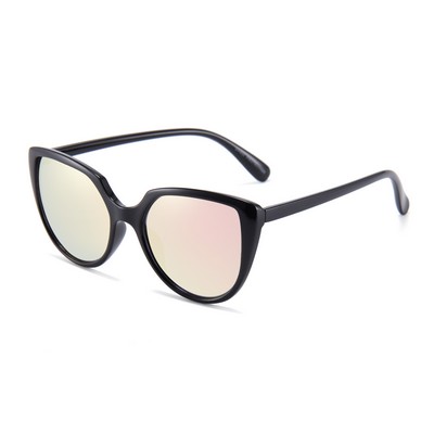 Sunglasses - Pink Mirror Lenses - Black Frames