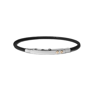 CJ Steelx "The Ciro" Stainless Steel Thin Cable Wire Bracelet - Black