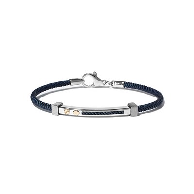 CJ Steelx "The Nico" Stainless Steel Thin Cable Wire Bracelet - Blue