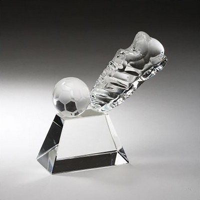 Crystal Soccer Award Series on Polygon Base, Small (4"x4")