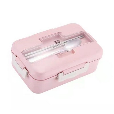 Wheat Straw Lunch Box with 3 Leakproof Compartments